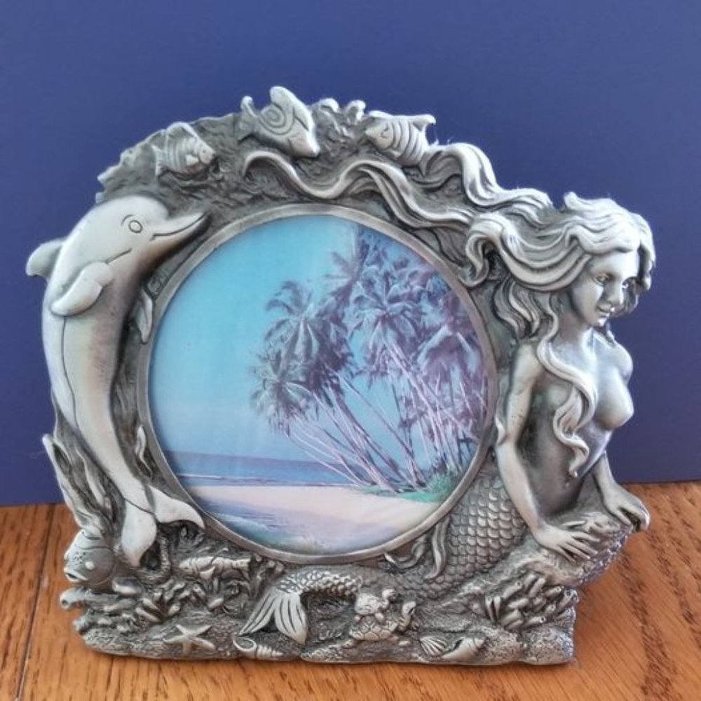 Dolphin & Mermaid 3-D Pewter Picture Frame